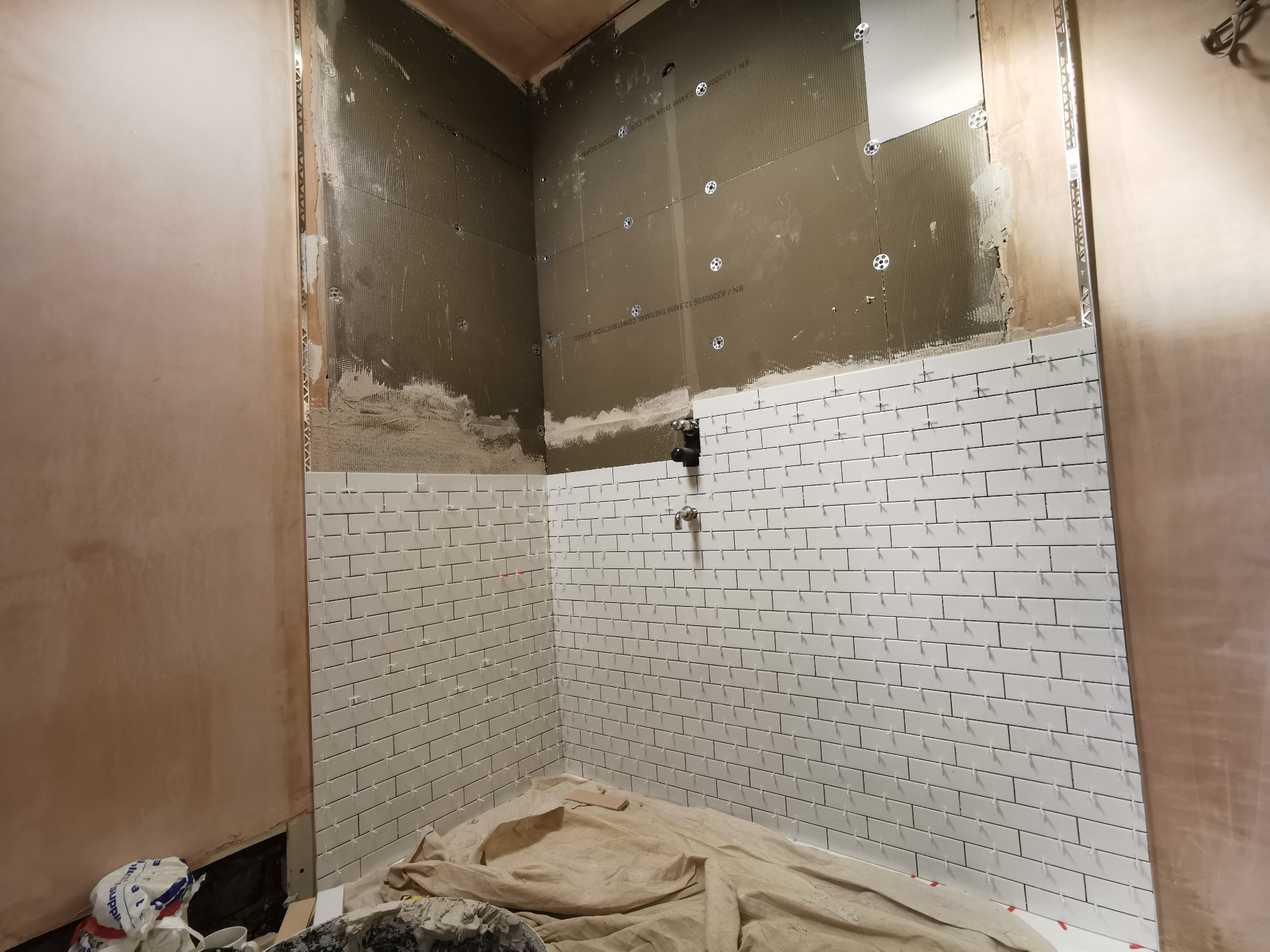 Shower enclosure mid-installation – metro tiling